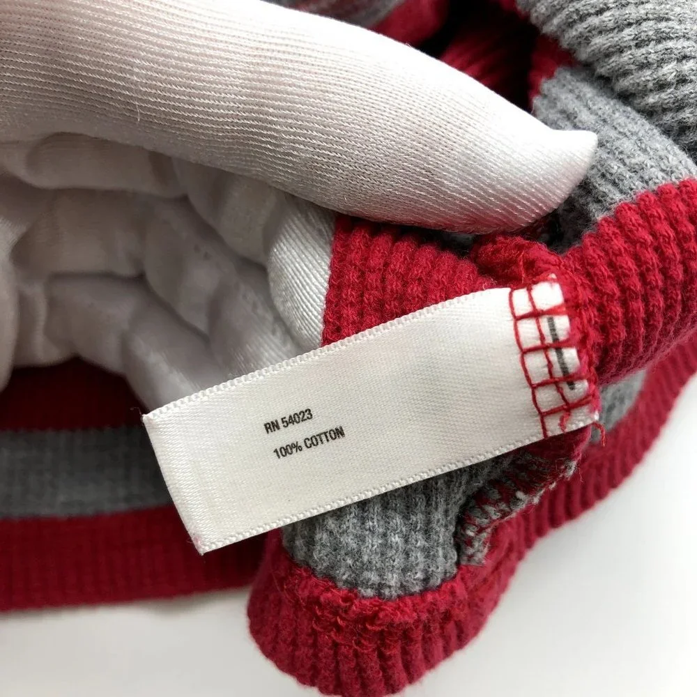 Baby GAP Boys 4T 5T Thermal Shirt Long Sleeve‎ Red Gray Stripe 100% Cotton